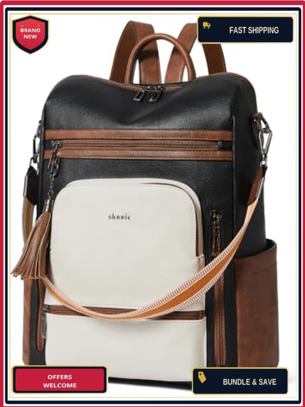 Vegan Leather Laptop Backpack Women 15.6 inch Work Travel Business College